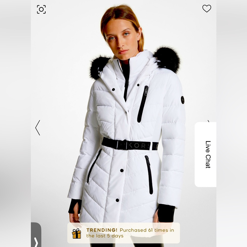 MICHAEL KORS MK Faux Fur Trim Quilted Puffer Coat Jacket New NWT $350